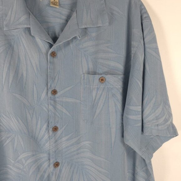 Tommy Bahama SILK Blend SS PALM FERN Print Button up Shirt Textured Size M - Picture 11 of 13